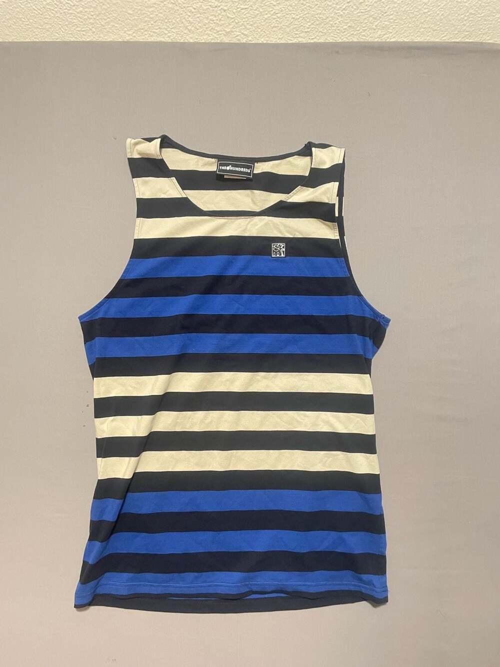 The Hundreds Blue, Black, and Off-White Striped Tank Top Large - Picture 1 of 7